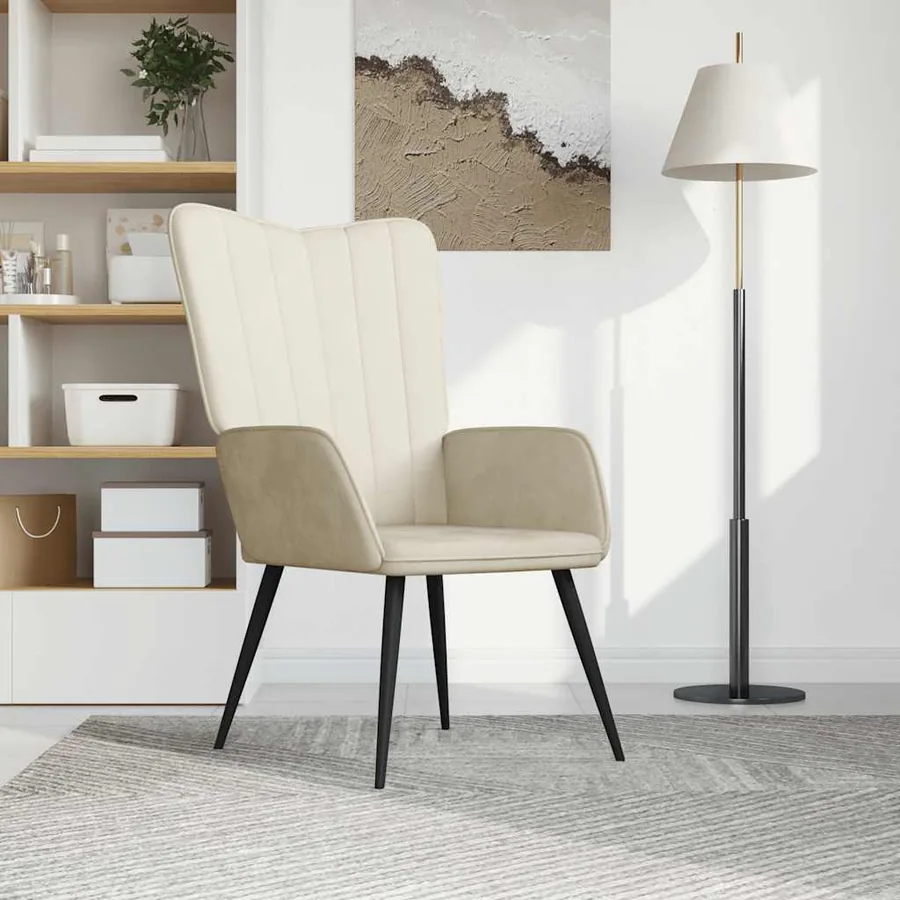 Chaise de relaxation Blanc crème Velours