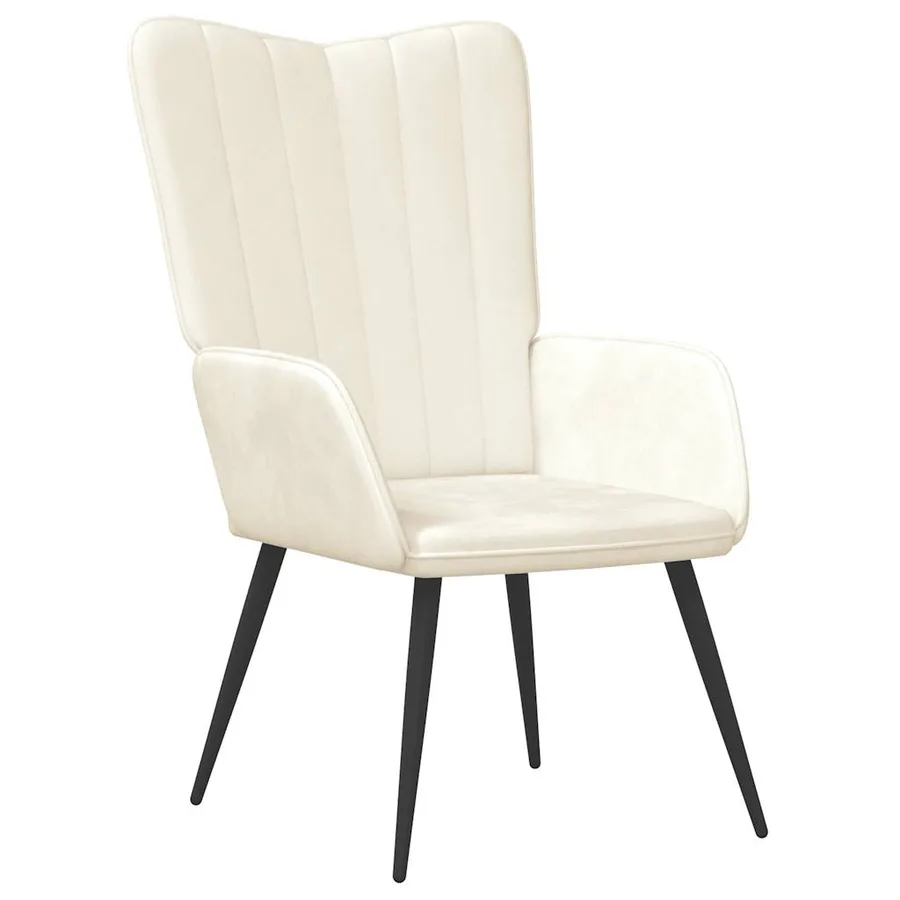 Chaise de relaxation Blanc crème Velours - 2