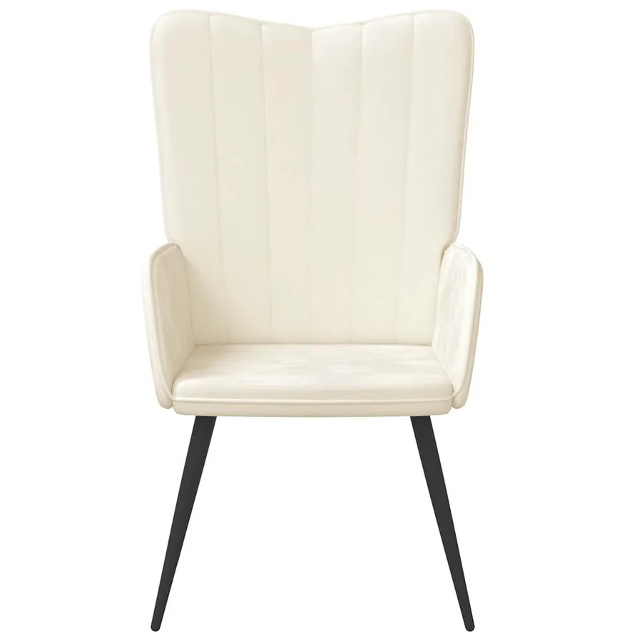 Chaise de relaxation Blanc crème Velours - 3
