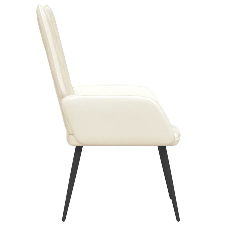 Chaise de relaxation Blanc crème Velours - 4