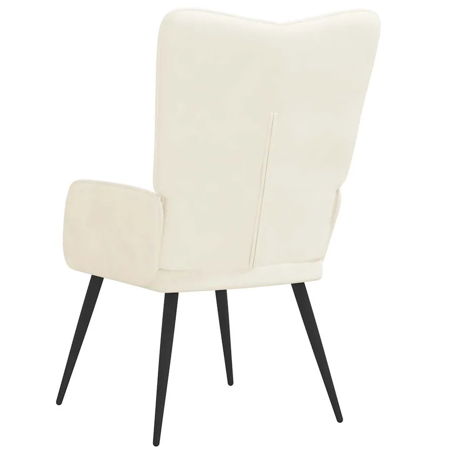 Chaise de relaxation Blanc crème Velours - 5