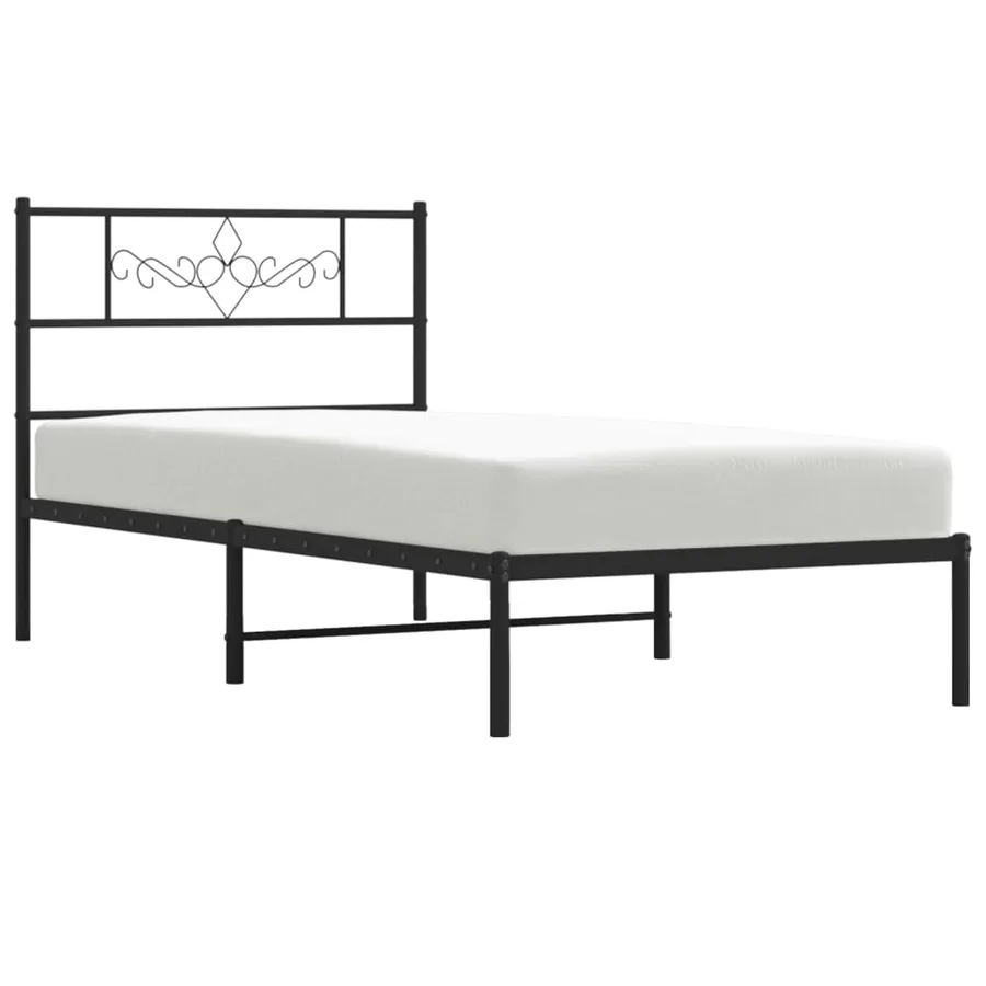 Cadre de lit métal sans matelas avec tête de lit noir 90x200 cm - 4