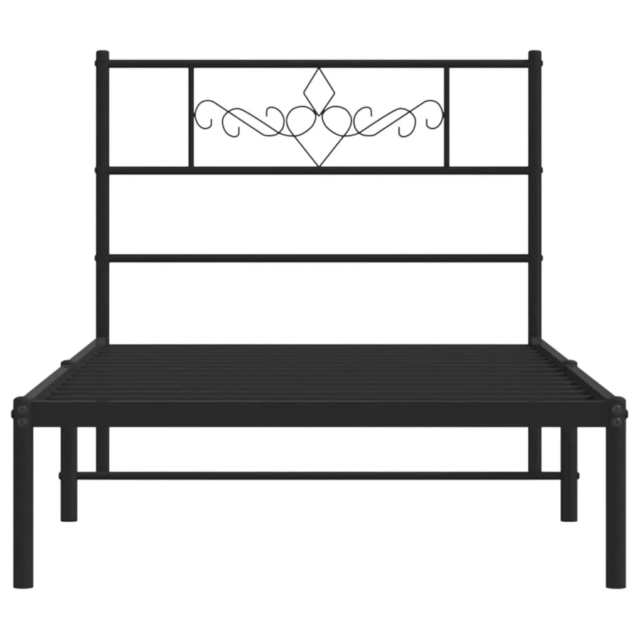 Cadre de lit métal sans matelas avec tête de lit noir 90x200 cm - 5