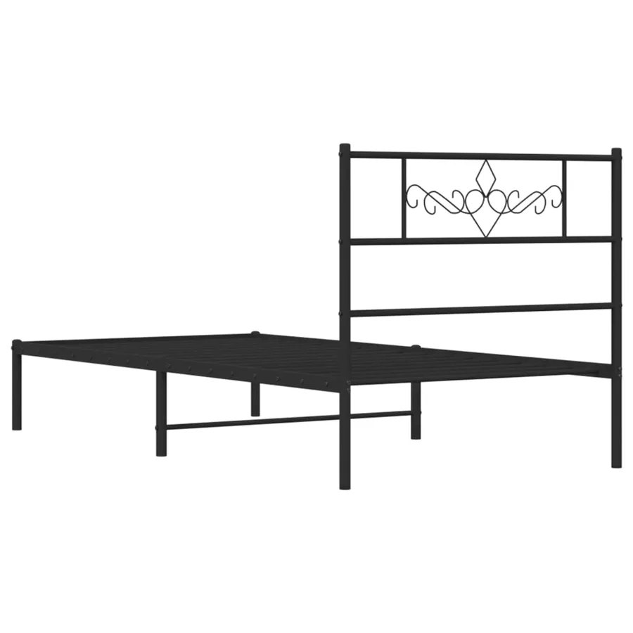 Cadre de lit métal sans matelas avec tête de lit noir 90x200 cm - 7