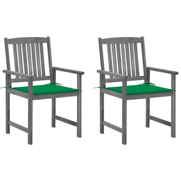 Chaises de jardin et coussins lot de 2 Gris Bois acacia massif
