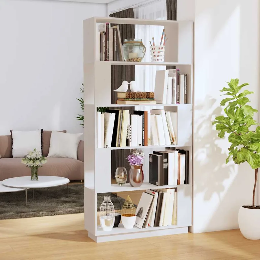 Bibliothèque/Séparateur de pièce Blanc 80x25x163,5cm Pin massif