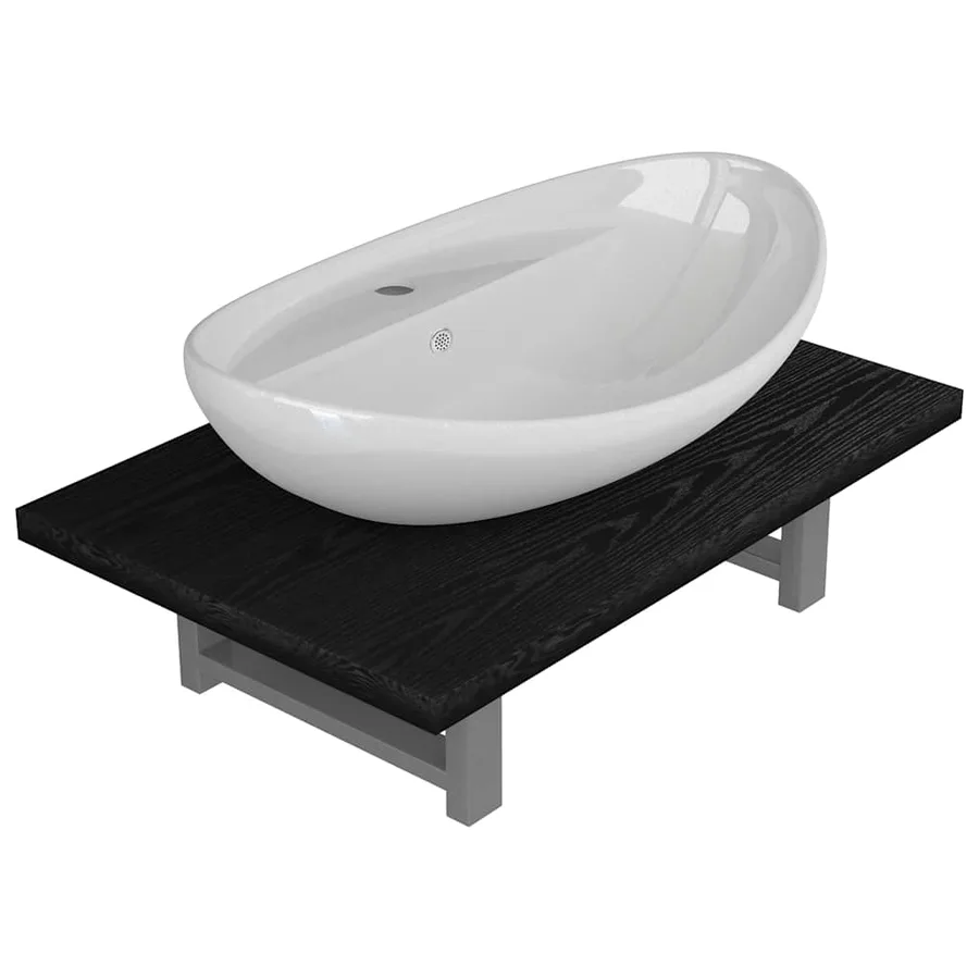 Meuble de salle de bain en deux pièces Céramique Noir - 2