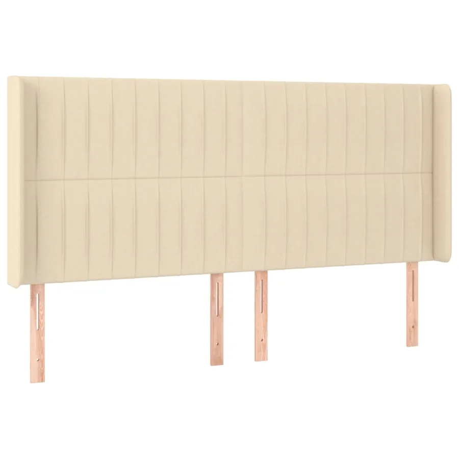 Sommier à lattes de lit matelas et LED Crème 160x200 cm Tissu - 7