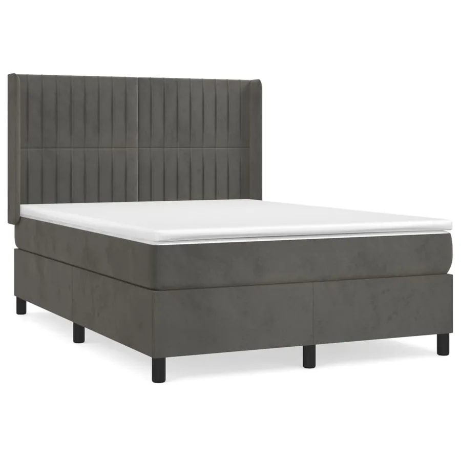 Sommier à lattes de lit et matelas Gris foncé 140x200cm Velours - 2