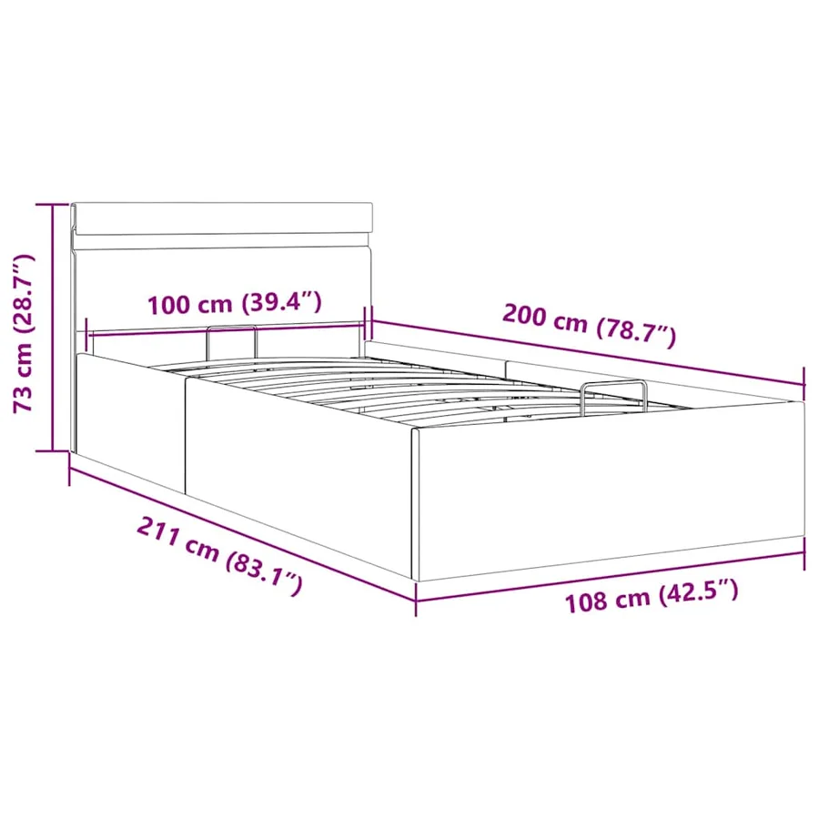 Cadre de lit à rangement hydraulique sans matelas avec LED - 13