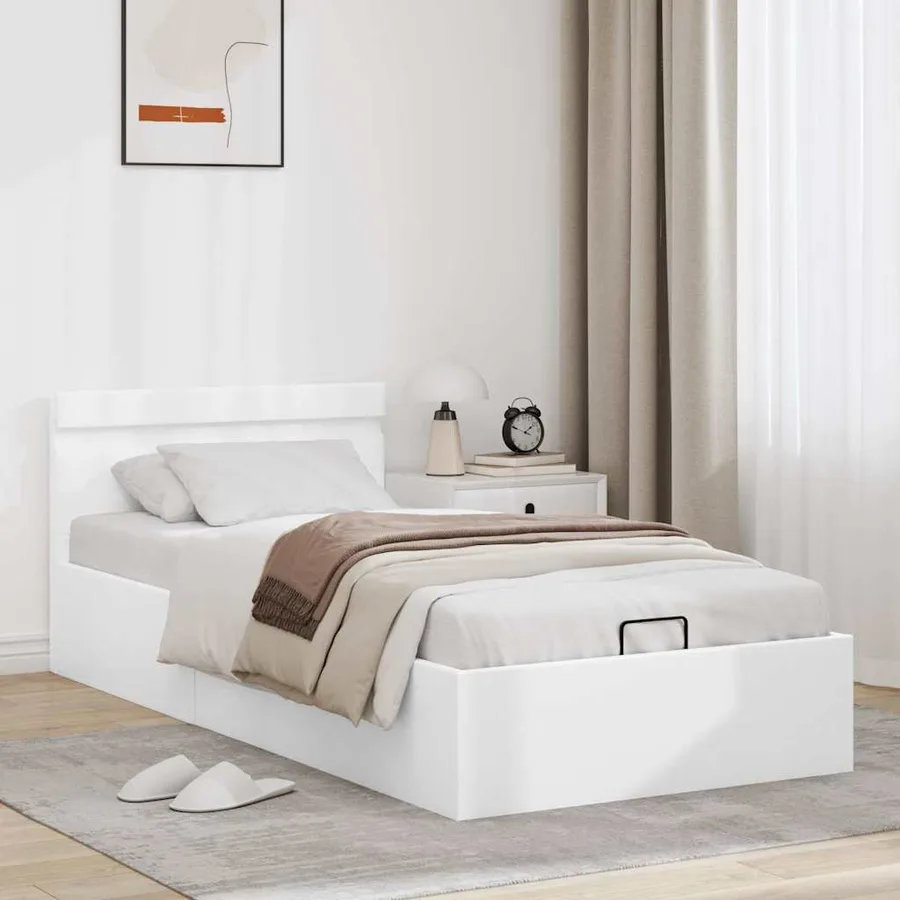 Cadre de lit à rangement hydraulique sans matelas avec LED - 4
