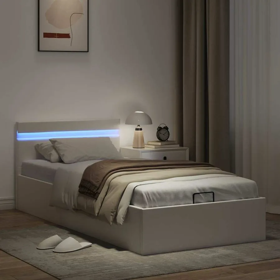 Cadre de lit à rangement hydraulique sans matelas avec LED - 5