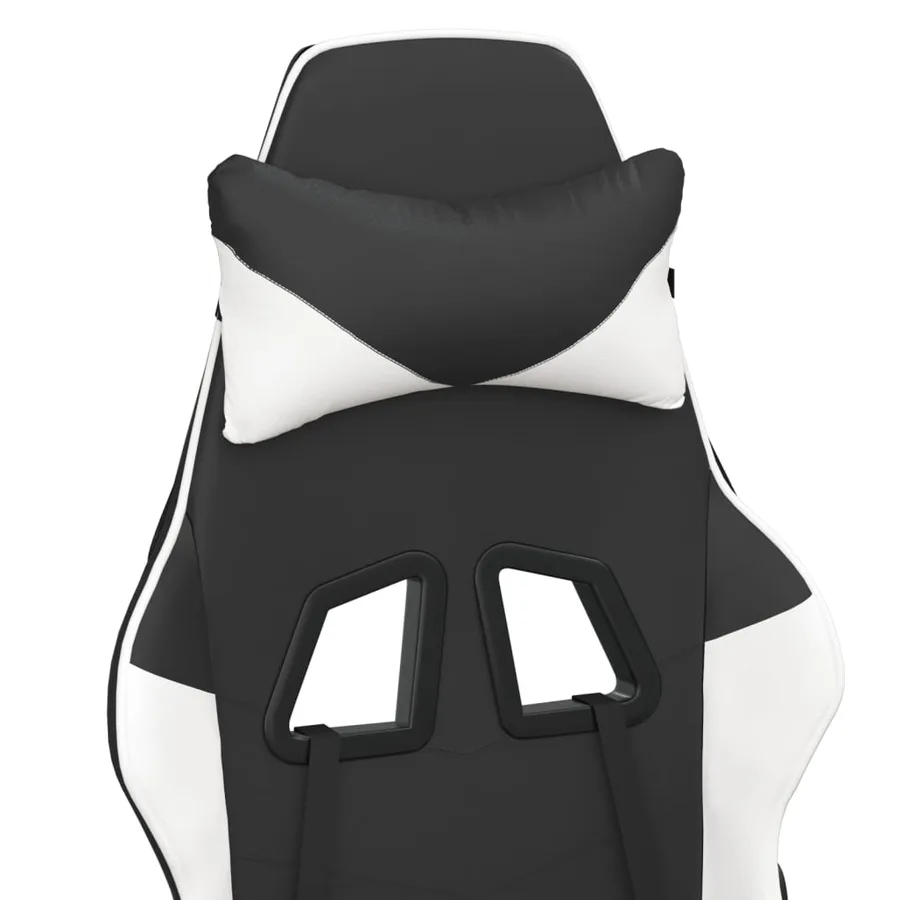 Chaise de jeu avec repose-pied Noir et blanc Similicuir - 10