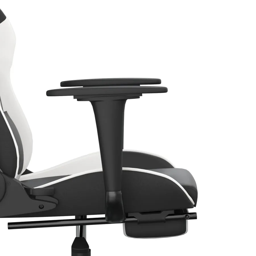 Chaise de jeu avec repose-pied Noir et blanc Similicuir - 11