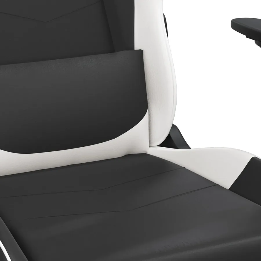 Chaise de jeu avec repose-pied Noir et blanc Similicuir - 9