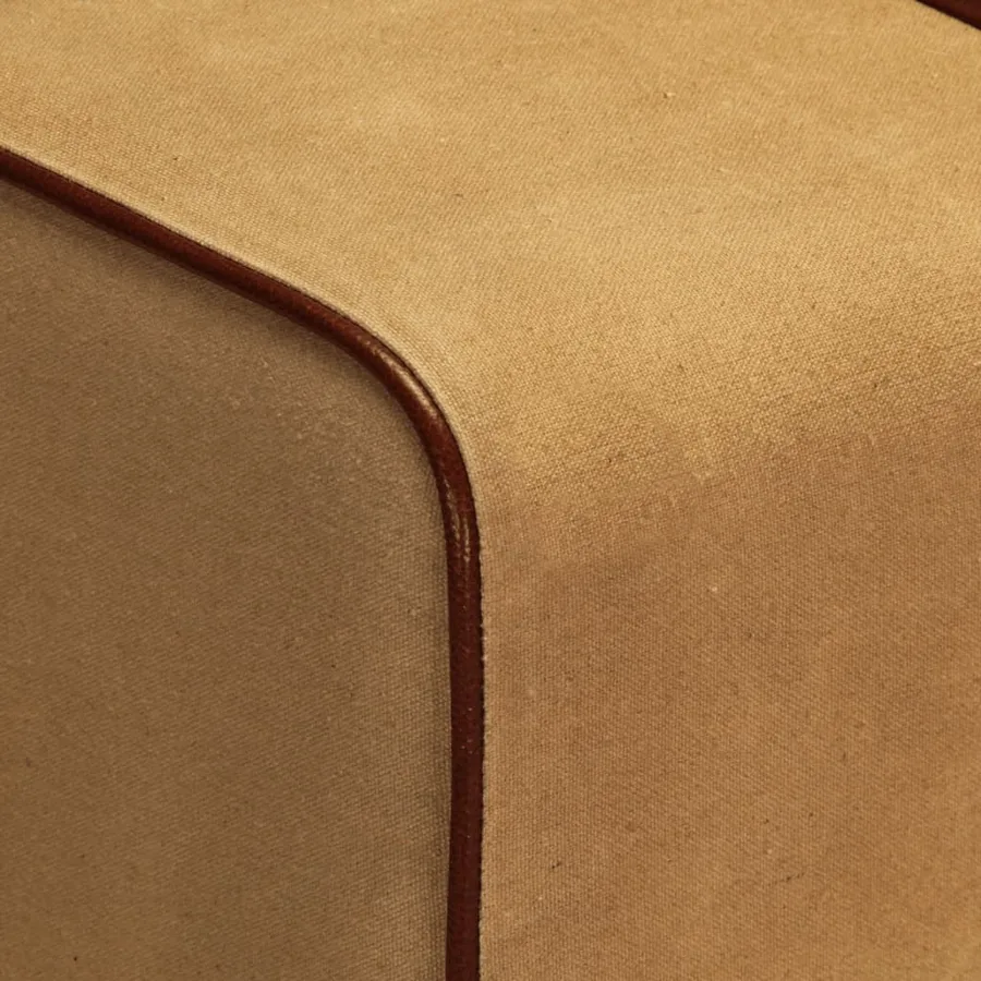 Banc saut de cheval 58 cm marron cuir véritable et manguier - 5