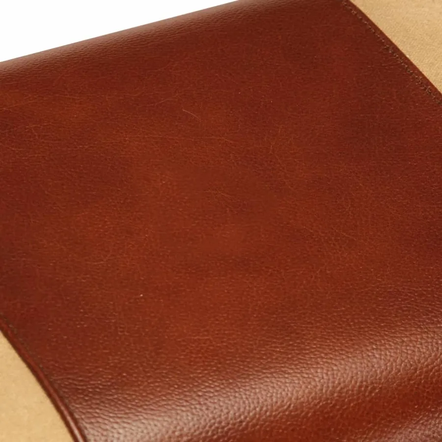 Banc saut de cheval 58 cm marron cuir véritable et manguier - 6