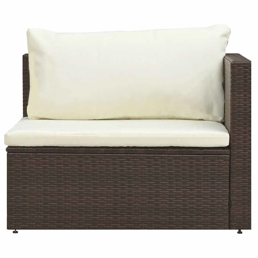 Salon de jardin 5 pcs avec coussins Résine tressée Marron - 10