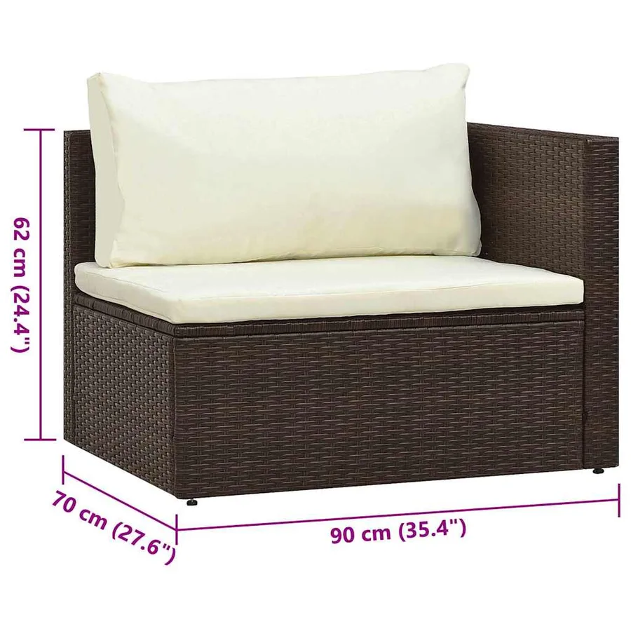 Salon de jardin 5 pcs avec coussins Résine tressée Marron - 19