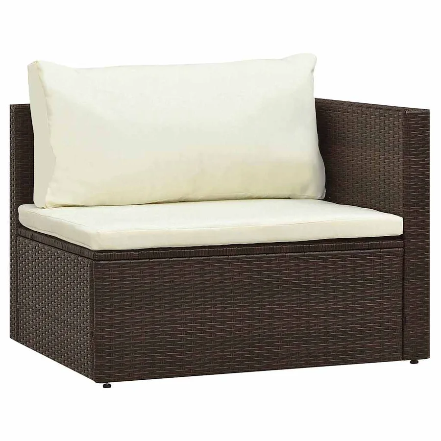 Salon de jardin 5 pcs avec coussins Résine tressée Marron - 9