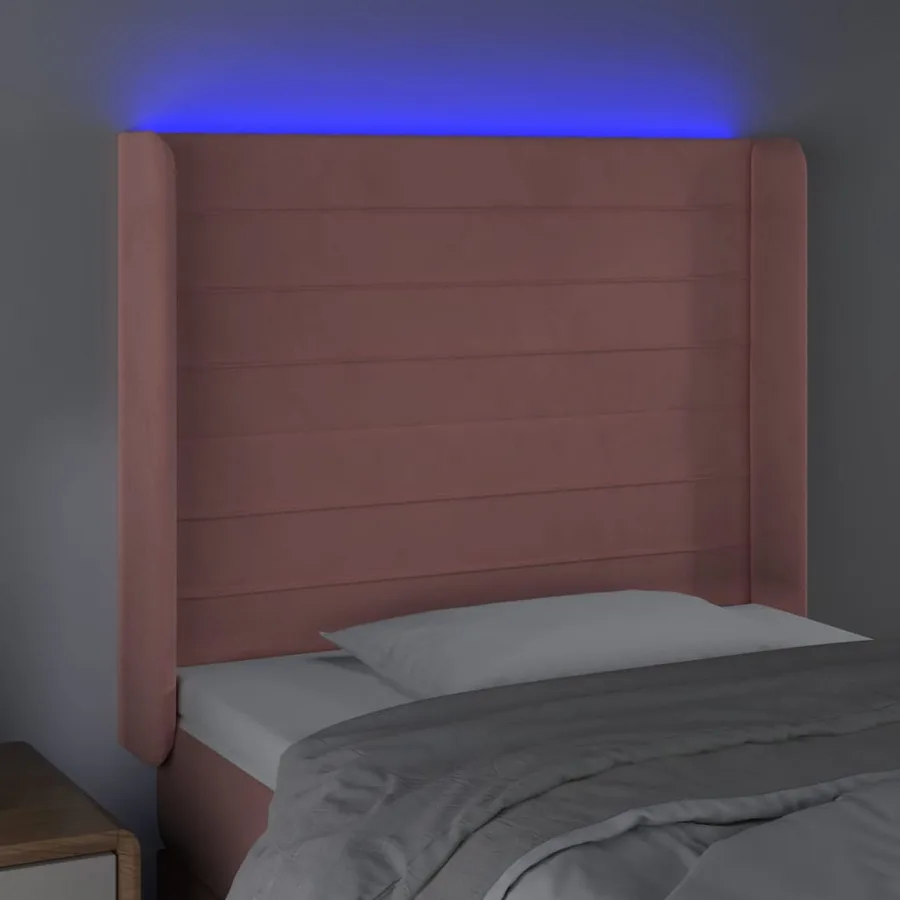 Tête de lit à LED Rose 93x16x118/128 cm Velours - 4