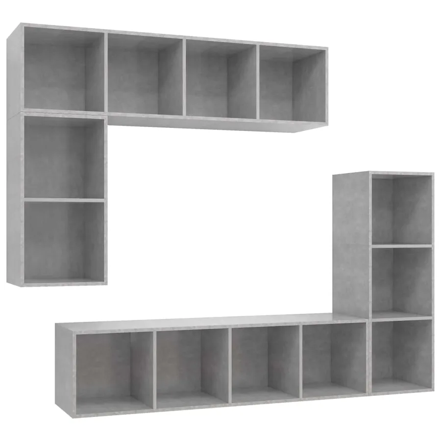 Ensemble de meubles TV 4 pcs Gris béton Bois d'ingénierie - 2