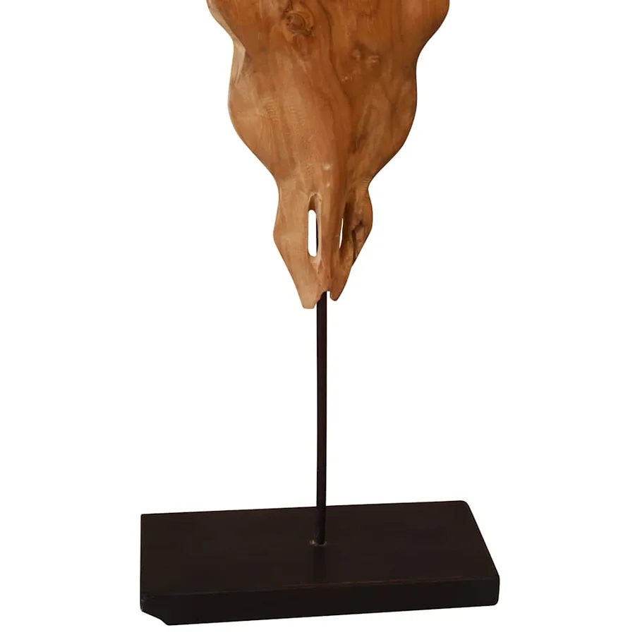 Sculpture de crâne de taureau teck 66x15x88 cm - 7