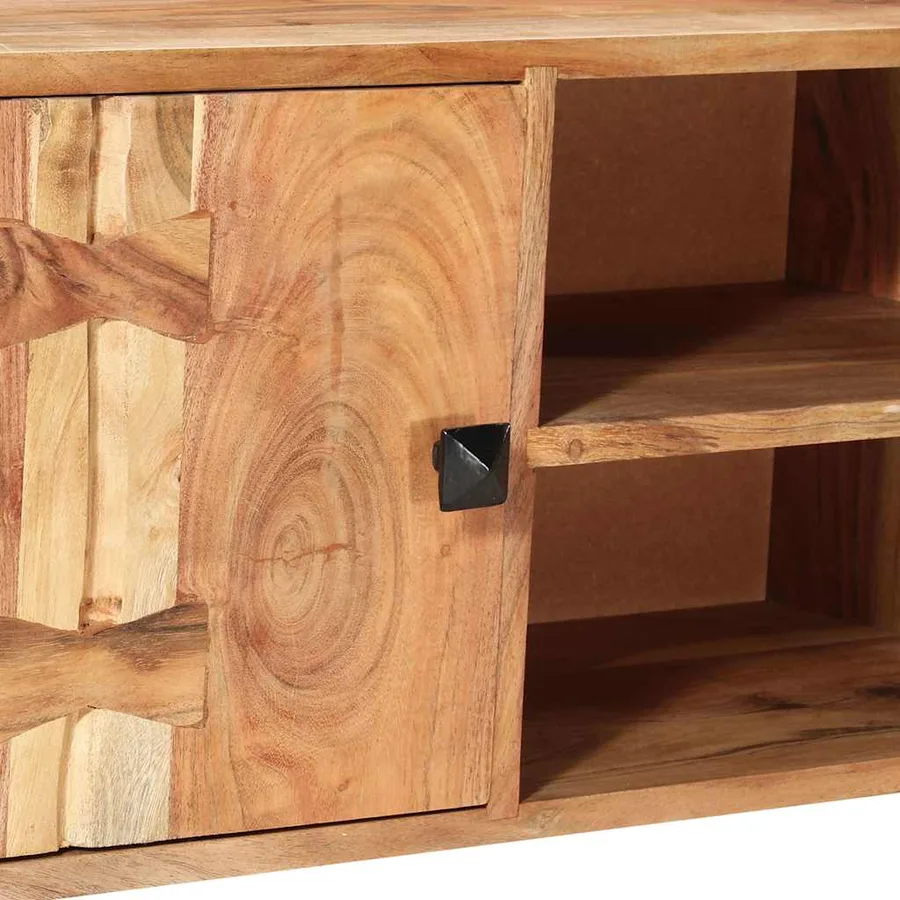 Meuble TV 118x30x45 cm Bois d'acacia massif - 4