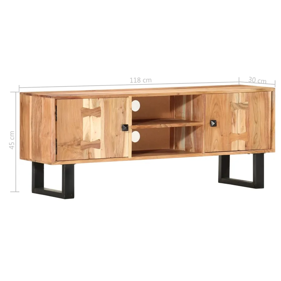 Meuble TV 118x30x45 cm Bois d'acacia massif - 6