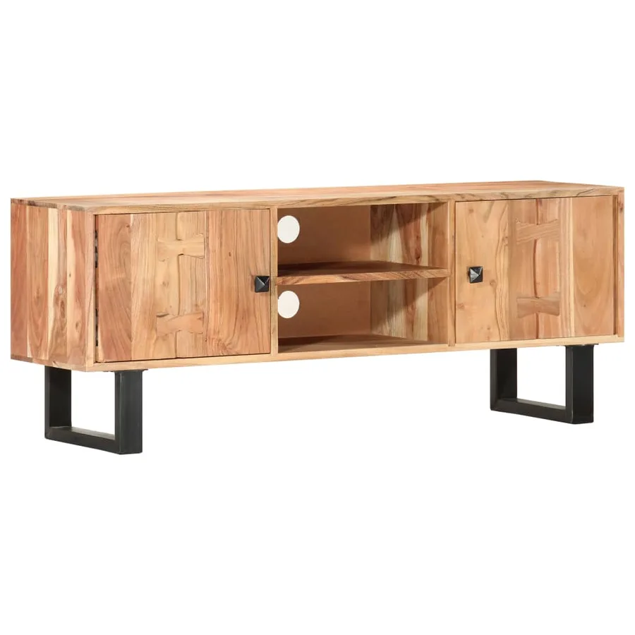 Meuble TV 118x30x45 cm Bois d'acacia massif - 8
