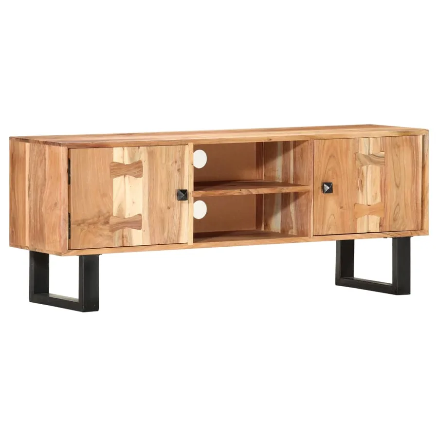 Meuble TV 118x30x45 cm Bois d'acacia massif - 9
