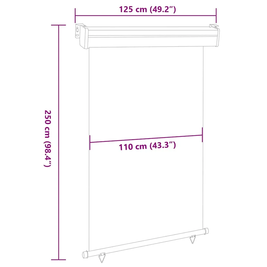 Auvent latéral de balcon 125x250 cm Marron - 10