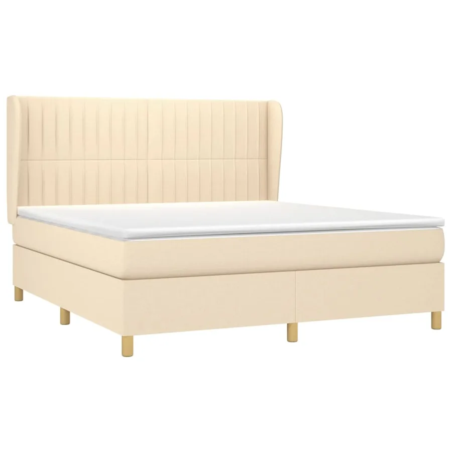 Sommier à lattes de lit avec matelas Crème 180x200 cm Tissu - 3