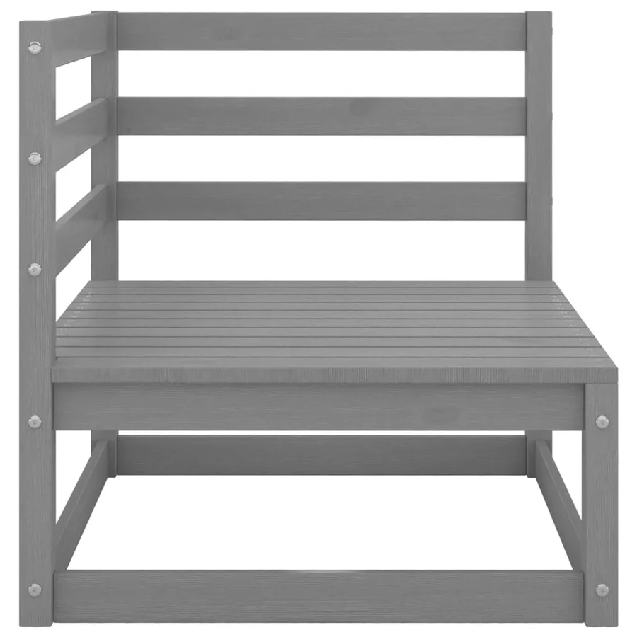 Salon de jardin 9 pcs gris bois de pin massif - 5