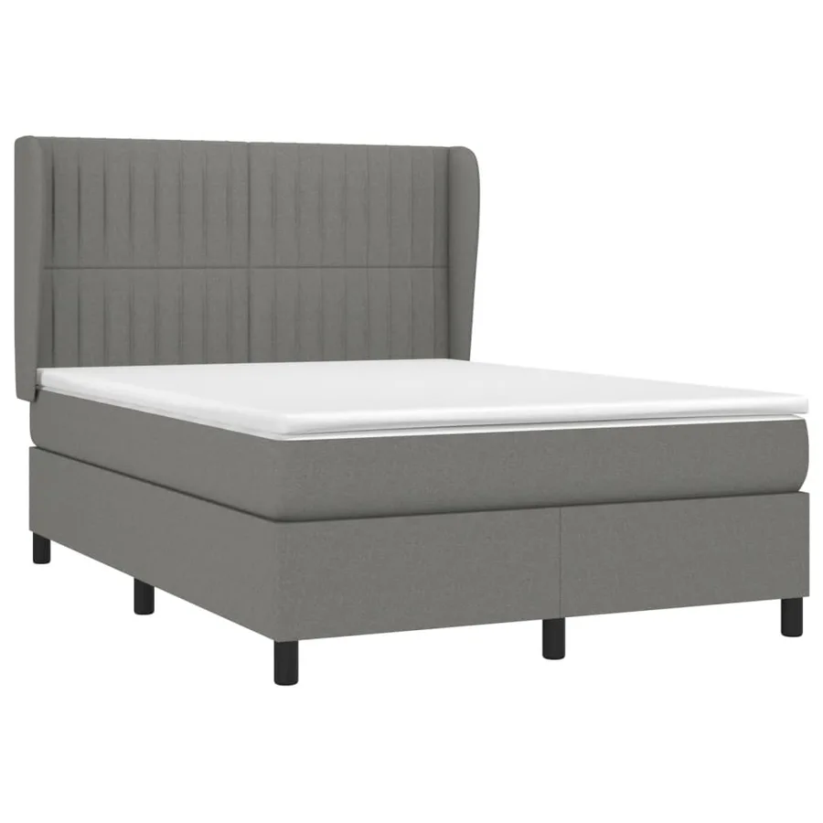 Sommier à lattes de lit avec matelas Gris foncé 140x190cm Tissu - 3
