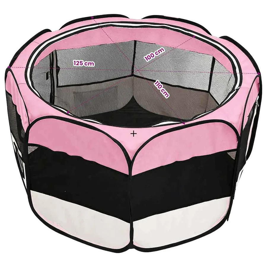 Parc pliable pour chien avec sac de transport Rose 125x125x61cm - 11