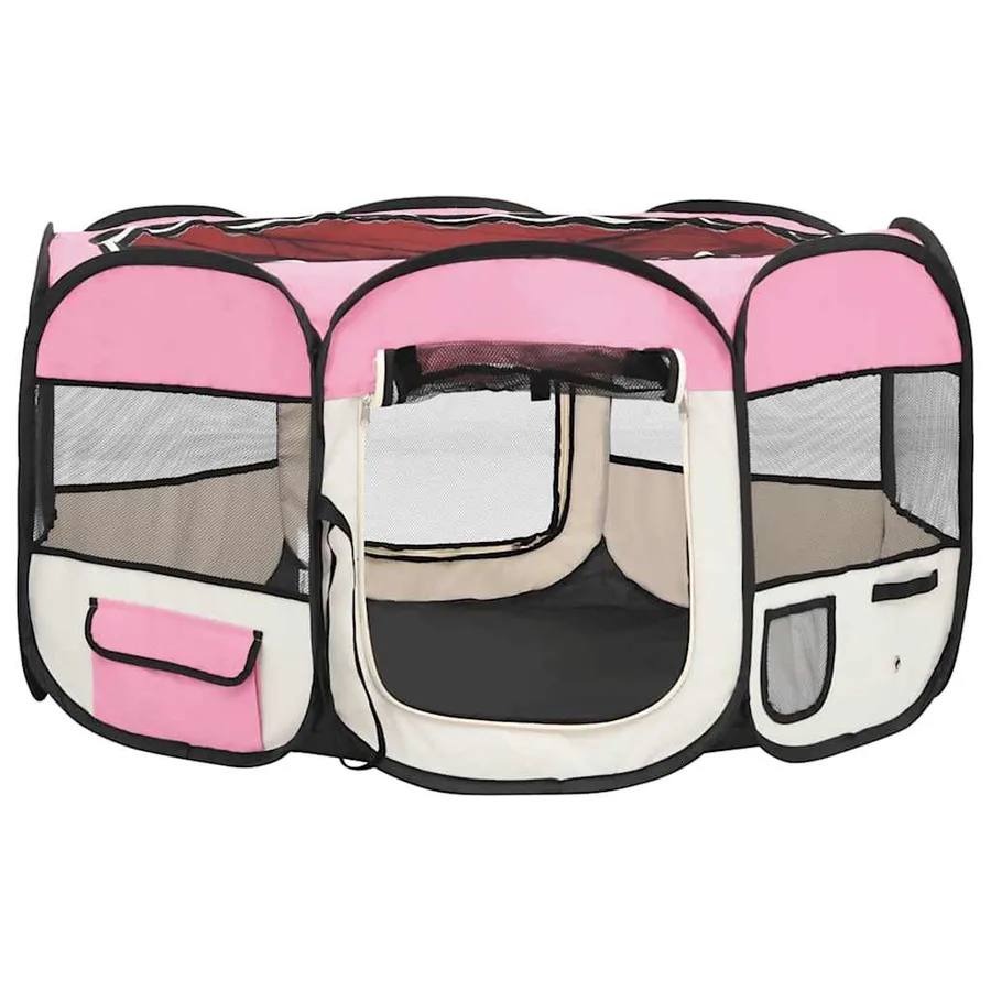 Parc pliable pour chien avec sac de transport Rose 125x125x61cm - 3
