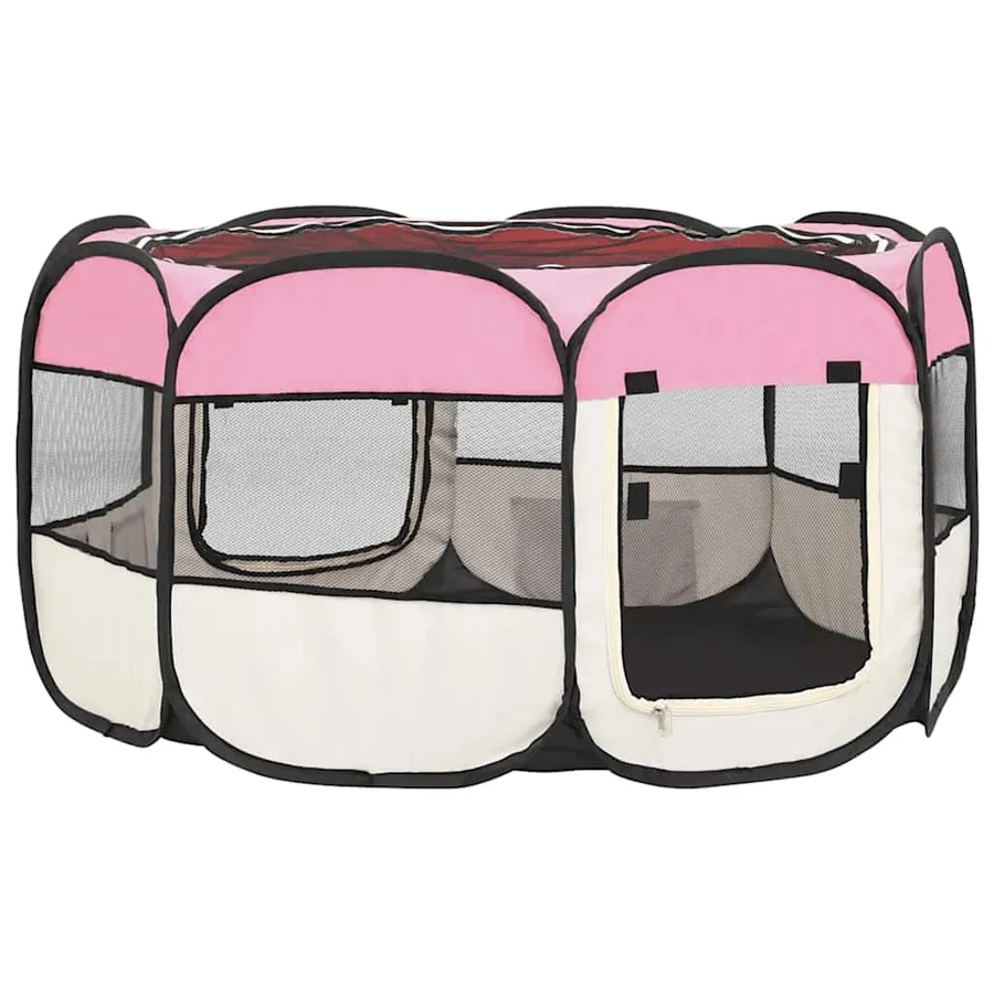 Parc pliable pour chien avec sac de transport Rose 125x125x61cm - 6