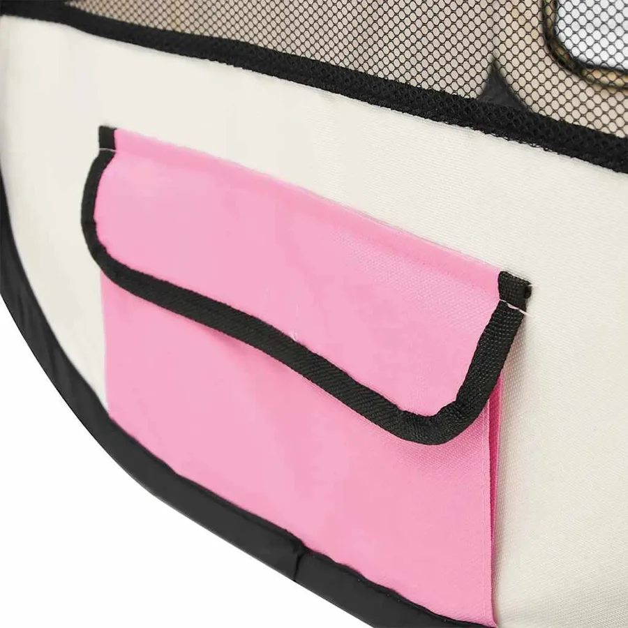 Parc pliable pour chien avec sac de transport Rose 125x125x61cm - 7