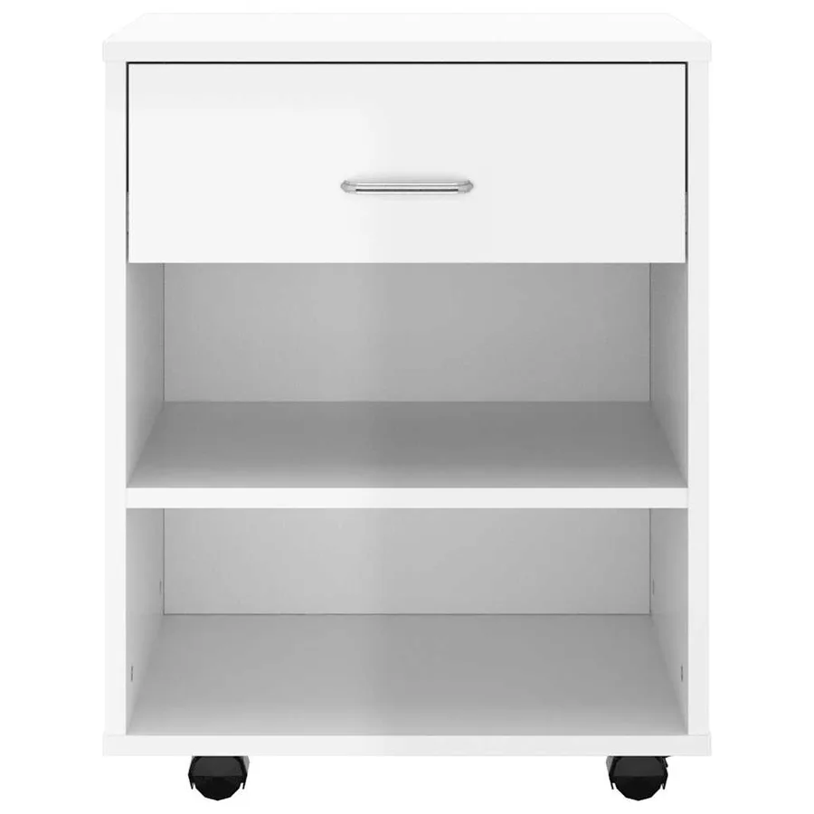 Armoire à roulettes Blanc brillant 46x36x59cm Bois d’ingénierie - 4