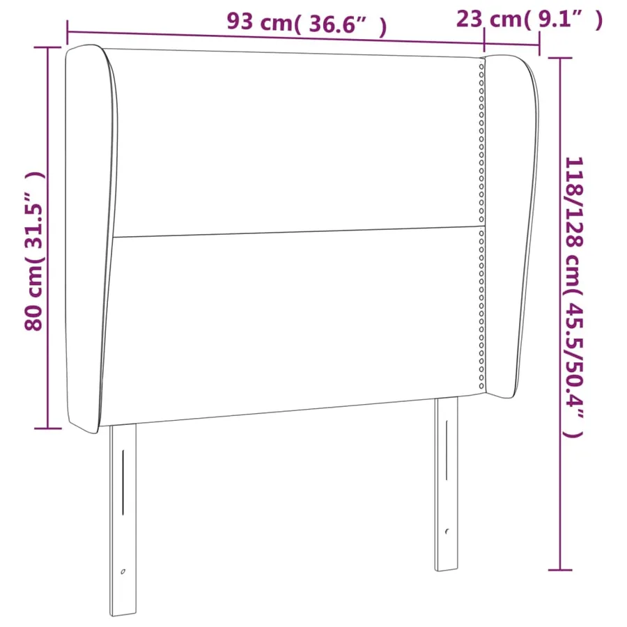 Tête de lit avec oreilles Rose 93x23x118/128 cm Velours - 9