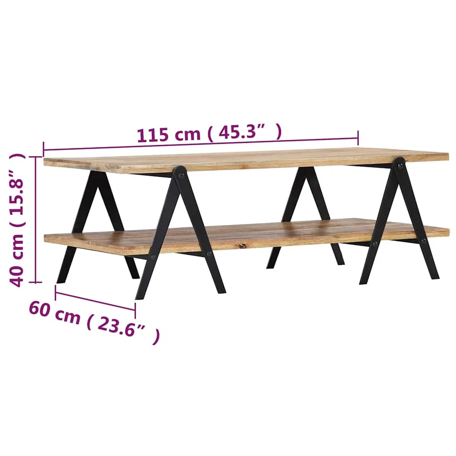 Table basse 115x60x40 cm Bois de manguier massif - 7