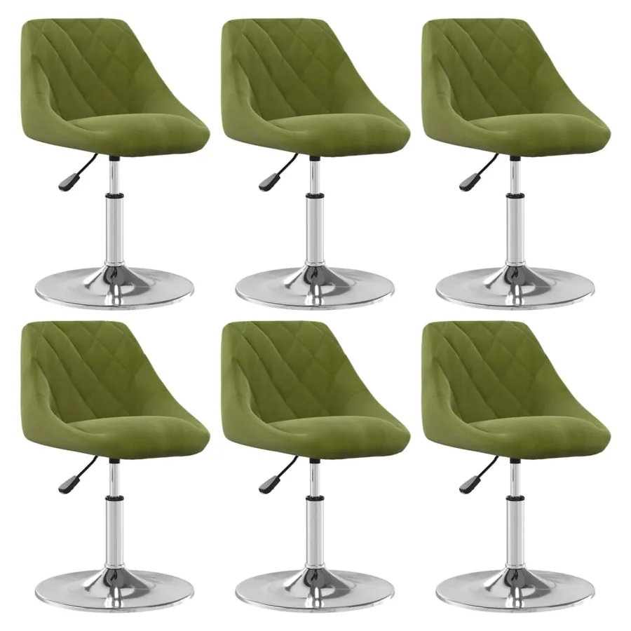 Chaises pivotantes à manger lot de 6 vert clair velours