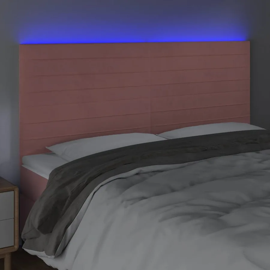 Tête de lit à LED Rose 180x5x118/128 cm Velours - 3