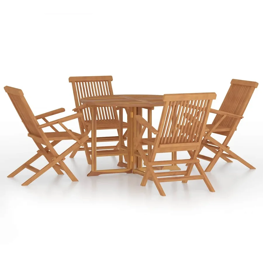 Ensemble à dîner d'extérieur pliable 5 pcs Bois solide de teck - 2