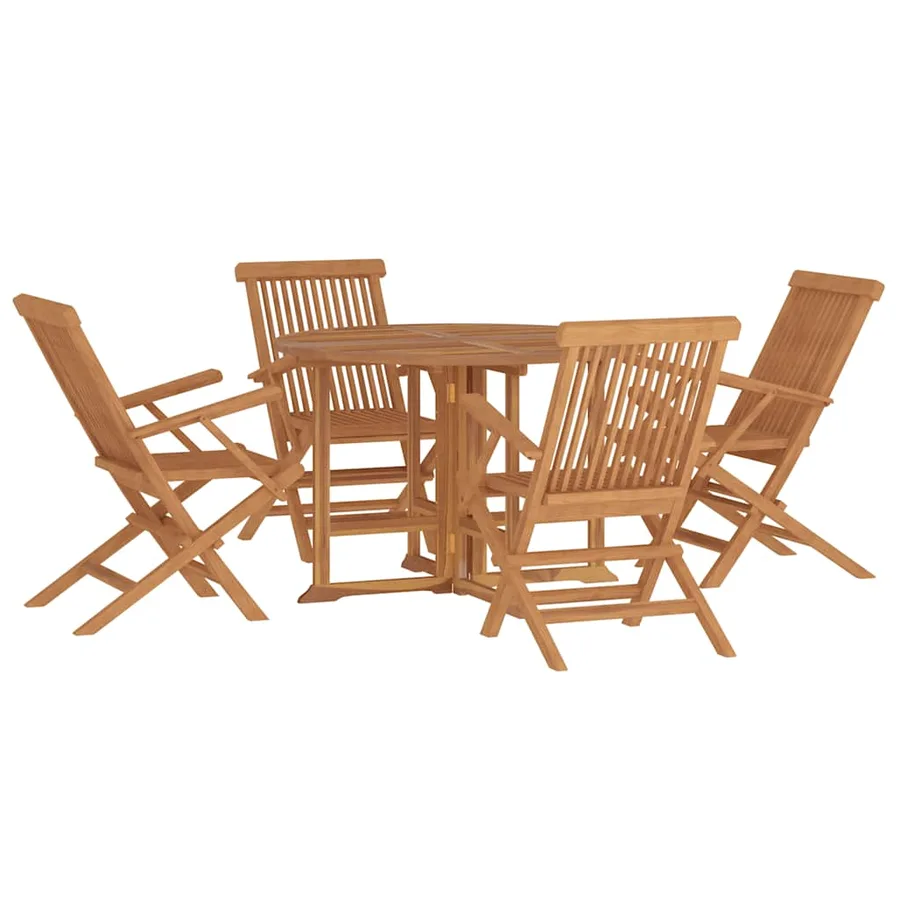 Ensemble à dîner d'extérieur pliable 5 pcs Bois solide de teck - 3