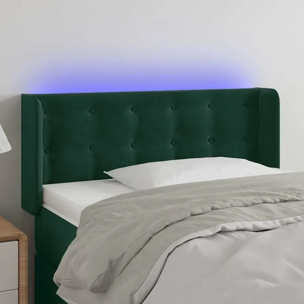 Tête de lit à LED Vert foncé 93x16x78/88 cm Velours