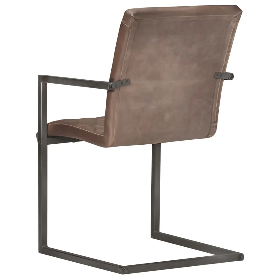 Chaises à manger cantilever lot de 4 marron cuir véritable - 5