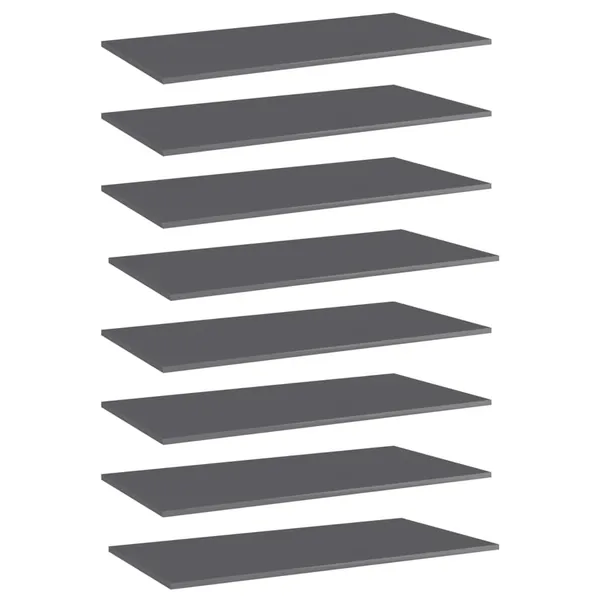 Panneaux bibliothèque 8 pcs Gris brillant 80x30x1,5cm Aggloméré
