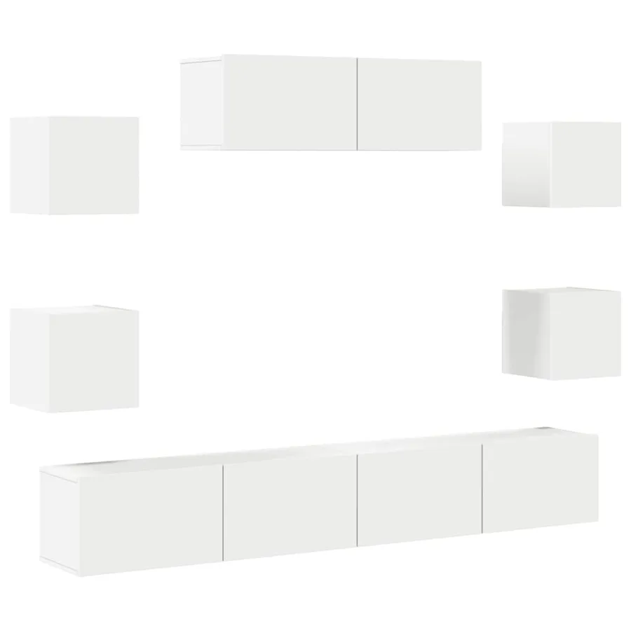 Ensemble de meubles TV 7 pcs Blanc Bois d'ingénierie - 2